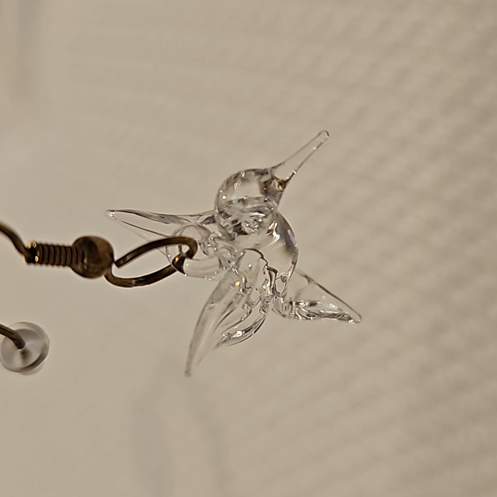 Vintage Glass Hummingbird Earrings